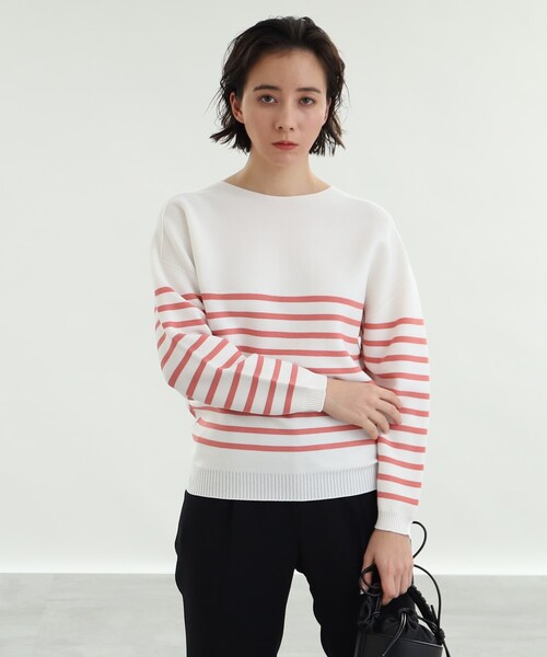 INDIVI(インディヴィ)の「◆【日本製/ガーター編み】ボートネックニット(ニット/セーター・レディース・オフホワイト/オレンジ系3/グリーン系その他4/ホワイト系5/ネイビー/ライトベージュ/ピンク系その他/ブルー系6・38/05/13/34/15 )」の8枚目の写真