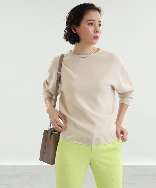 INDIVI(インディヴィ)の「◆【日本製/ガーター編み】ボートネックニット(ニット/セーター・レディース・オフホワイト/オレンジ系3/グリーン系その他4/ホワイト系5/ネイビー/ライトベージュ/ピンク系その他/ブルー系6・38/05/13/34/15 )」の3枚目の写真