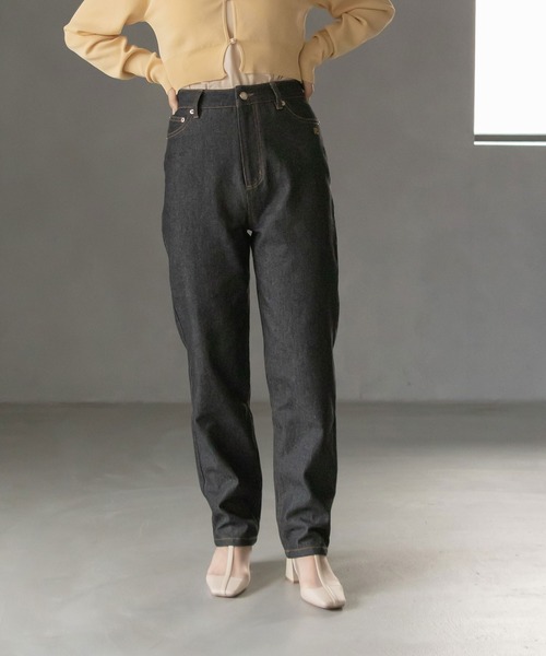 RANDA(ランダ)の「ハイウエストストレートデニム(デニムパンツ・レディース・ブラック/ブルー/ホワイト・0/1)」の1枚目の写真