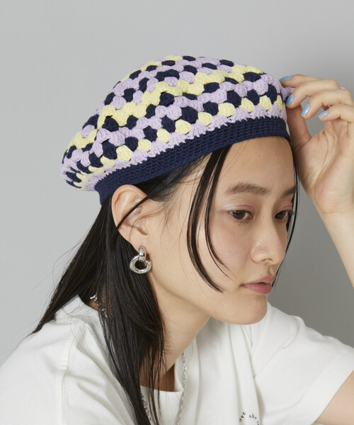 Firsthand（ファーストハンド）の「Firsthand/ファーストハンド かぎ編みニットベレー/かぎ編みニットベレー（ニットキャップ/ビーニー・レディース・イエロー/ピンク/ブラック/サックスブルー・ONE SIZE）」の3枚目の写真