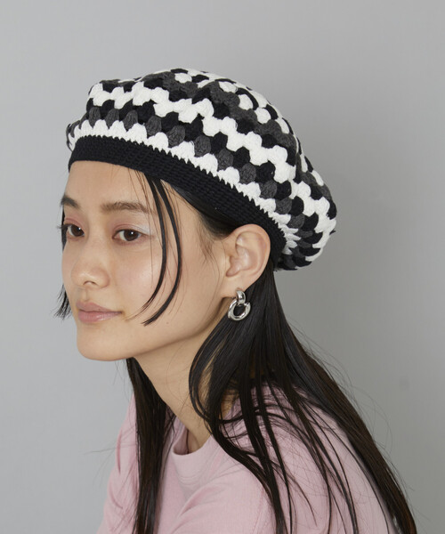 Firsthand（ファーストハンド）の「Firsthand/ファーストハンド かぎ編みニットベレー/かぎ編みニットベレー（ニットキャップ/ビーニー・レディース・イエロー/ピンク/ブラック/サックスブルー・ONE SIZE）」の2枚目の写真