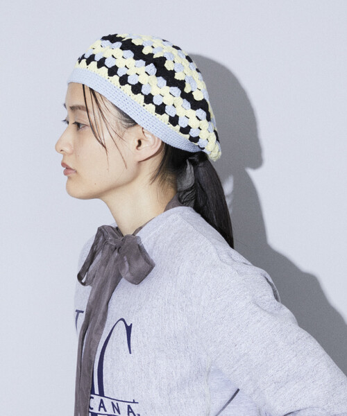 Firsthand（ファーストハンド）の「Firsthand/ファーストハンド かぎ編みニットベレー/かぎ編みニットベレー（ニットキャップ/ビーニー・レディース・イエロー/ピンク/ブラック/サックスブルー・ONE SIZE）」の5枚目の写真
