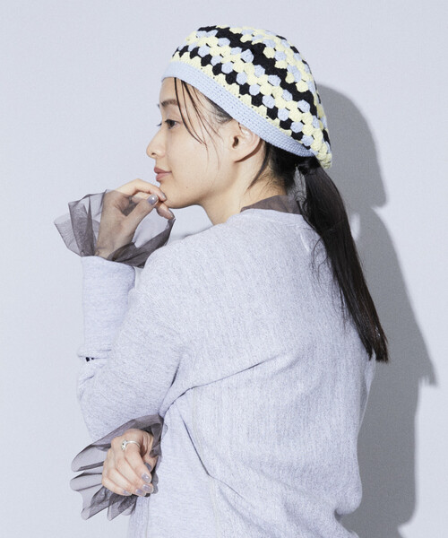 Firsthand（ファーストハンド）の「Firsthand/ファーストハンド かぎ編みニットベレー/かぎ編みニットベレー（ニットキャップ/ビーニー・レディース・イエロー/ピンク/ブラック/サックスブルー・ONE SIZE）」の6枚目の写真