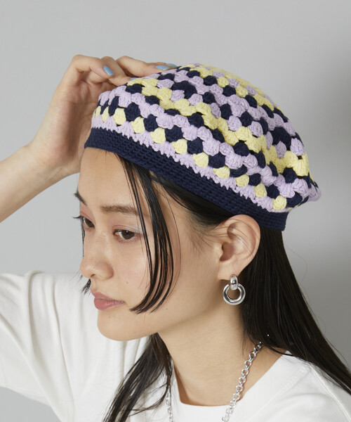 Firsthand（ファーストハンド）の「Firsthand/ファーストハンド かぎ編みニットベレー/かぎ編みニットベレー（ニットキャップ/ビーニー・レディース・イエロー/ピンク/ブラック/サックスブルー・ONE SIZE）」の11枚目の写真
