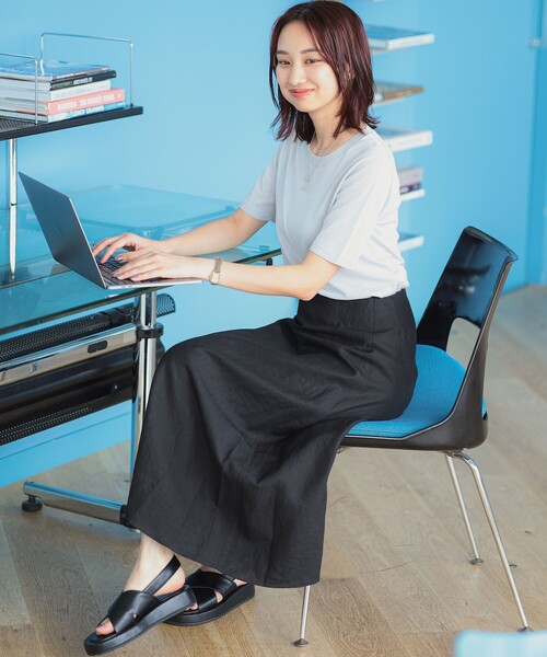 B:MING by BEAMS（ビーミングバイビームス）の「B:MING by BEAMS / ウォッシャブル ニット Tシャツ（Tシャツ/カットソー・レディース・ネイビー/アイボリー/グレー系その他・FREE）」の6枚目の写真