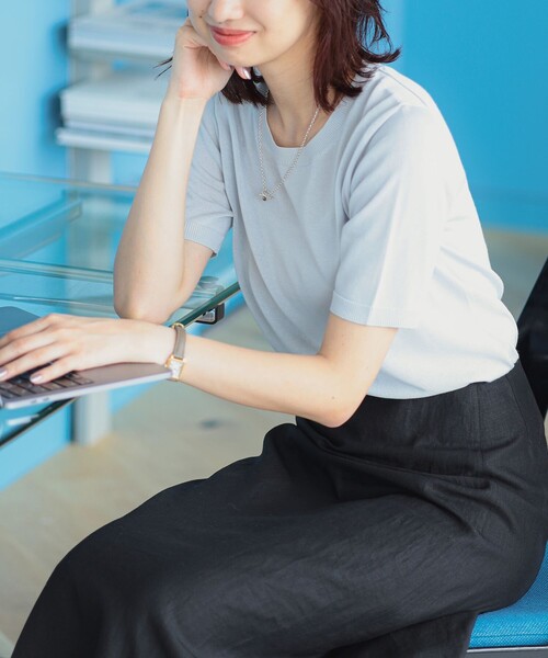 B:MING by BEAMS（ビーミングバイビームス）の「B:MING by BEAMS / ウォッシャブル ニット Tシャツ（Tシャツ/カットソー・レディース・ネイビー/アイボリー/グレー系その他・FREE）」の12枚目の写真