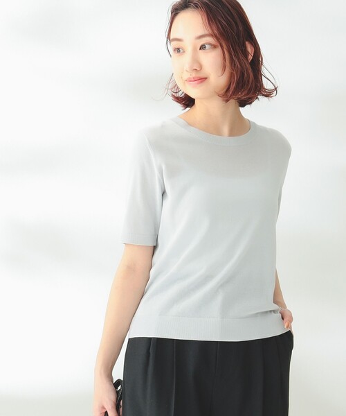 B:MING by BEAMS（ビーミングバイビームス）の「B:MING by BEAMS / ウォッシャブル ニット Tシャツ（Tシャツ/カットソー・レディース・ネイビー/アイボリー/グレー系その他・FREE）」の11枚目の写真