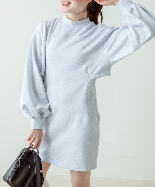 OLIVE des OLIVE(オリーブデオリーブ)の「プチハイスウェットワンピース(ワンピース・レディース・オートミール/オフホワイト/ネイビー・FREE)」の3枚目の写真