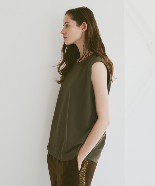 soerte（ソエルテ）の「Tricot pique sleeveless tops /トリコットピケスリーブレストップス（Tシャツ/カットソー・メンズ・カーキ/アイボリー/ネイビー・1/2/3）」の12枚目の写真