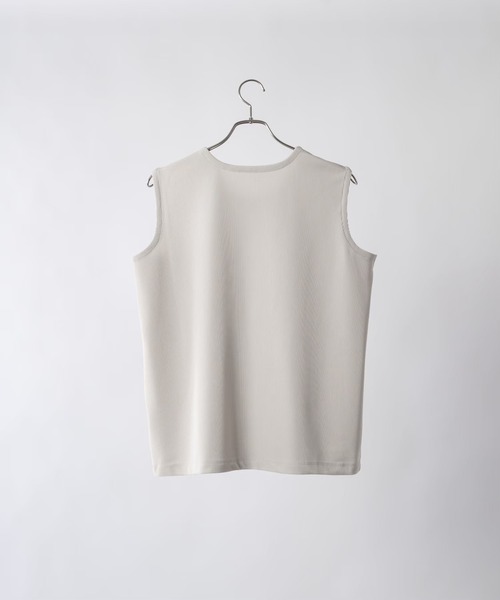 soerte（ソエルテ）の「Tricot pique sleeveless tops /トリコットピケスリーブレストップス（Tシャツ/カットソー・メンズ・カーキ/アイボリー/ネイビー・1/2/3）」の6枚目の写真