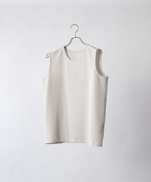 soerte（ソエルテ）の「Tricot pique sleeveless tops /トリコットピケスリーブレストップス（Tシャツ/カットソー・メンズ・カーキ/アイボリー/ネイビー・1/2/3）」の5枚目の写真