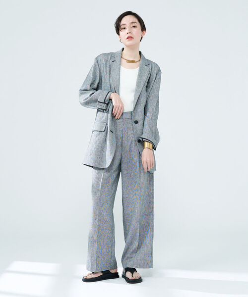 NOLLEY'S五明祐子さん着用 ◇POLY・LINEN マニッシュワイドパンツ NOLLEY'S（ノーリーズ）の「五明祐子さん着用 ◇【WEB限定】POLY