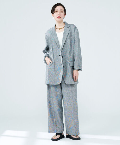 NOLLEY'S五明祐子さん着用 ◇POLY・LINEN マニッシュワイドパンツ NOLLEY'S（ノーリーズ）の「五明祐子さん着用 ◇【WEB限定】POLY