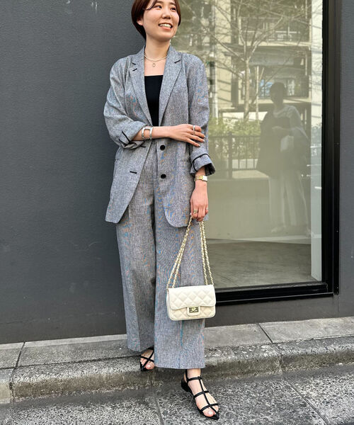 NOLLEY'S五明祐子さん着用 ◇POLY・LINEN マニッシュワイドパンツ NOLLEY'S（ノーリーズ）の「五明祐子さん着用 ◇【WEB限定】POLY