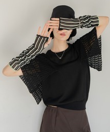 VACANCY | 袖スカーフショート丈ニット(Tシャツ/カットソー)