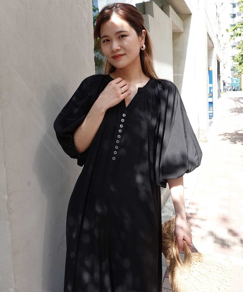 CORNERS(コーナーズ)の「CORNERS by KR 2wayバルーンスリーブワンピース(ワンピース・レディース・ブラック/オフホワイト/ライトベージュ/グリーン/ネイビー/ブラウン・M/L)」の12枚目の写真