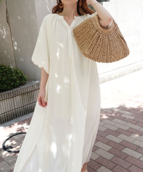 CORNERS(コーナーズ)の「CORNERS by KR 2wayバルーンスリーブワンピース(ワンピース・レディース・ブラック/オフホワイト/ライトベージュ/グリーン/ネイビー/ブラウン・M/L)」の15枚目の写真