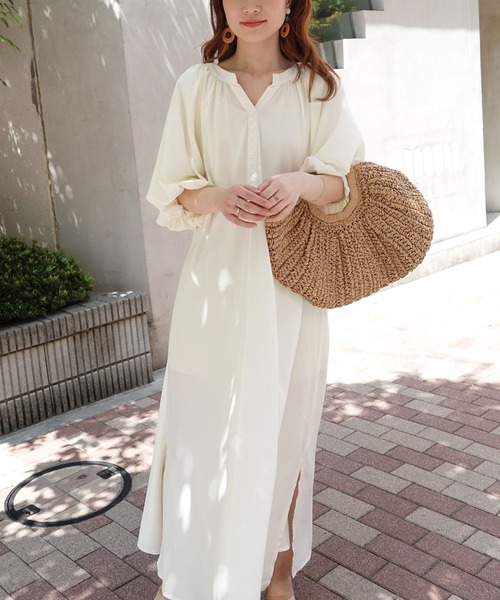 CORNERS(コーナーズ)の「CORNERS by KR 2wayバルーンスリーブワンピース(ワンピース・レディース・ブラック/オフホワイト/ライトベージュ/グリーン/ネイビー/ブラウン・M/L)」の18枚目の写真