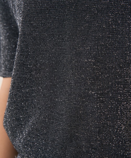 Solace（ソレイス）の「ハーフスリーブラメニット（ニット/セーター・レディース・ブラック/ベージュ・FREE）」の15枚目の写真