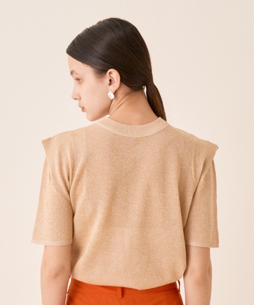 Solace（ソレイス）の「ハーフスリーブラメニット（ニット/セーター・レディース・ブラック/ベージュ・FREE）」の19枚目の写真