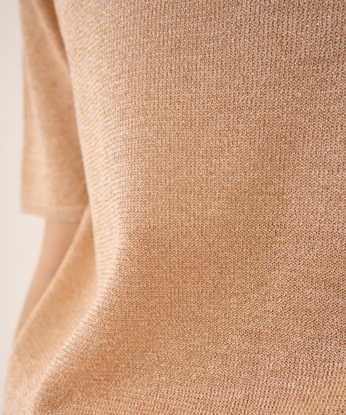 Solace（ソレイス）の「ハーフスリーブラメニット（ニット/セーター・レディース・ブラック/ベージュ・FREE）」の21枚目の写真