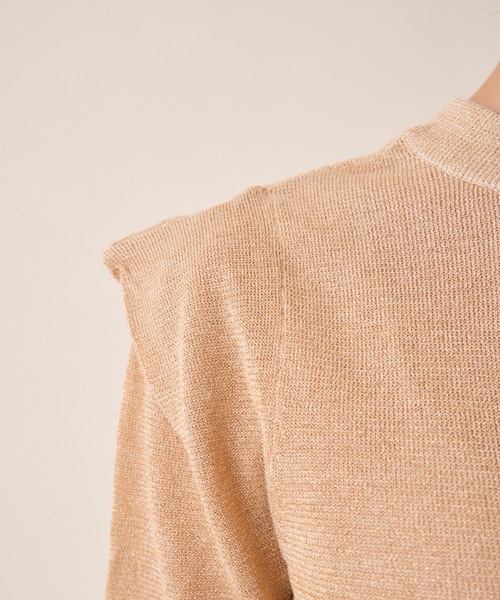 Solace（ソレイス）の「ハーフスリーブラメニット（ニット/セーター・レディース・ブラック/ベージュ・FREE）」の22枚目の写真