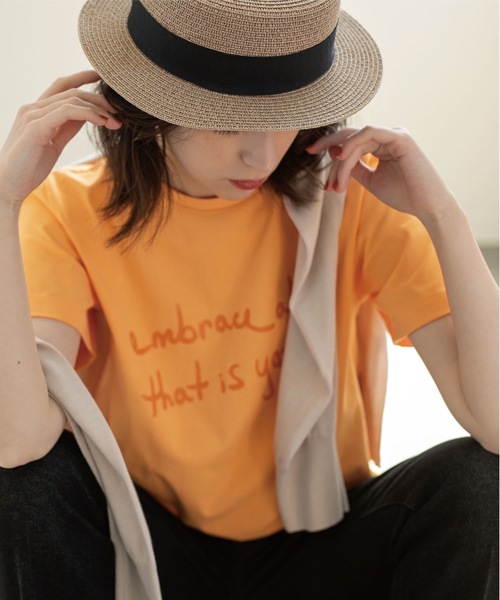 OPAQUE.CLIP(オペークドットクリップ)の「◆ロゴプリントTシャツ(Tシャツ/カットソー・レディース・チャコールグレー/ライトオレンジ系/ホワイト系/ベビーピンク・38/36/40)」の4枚目の写真