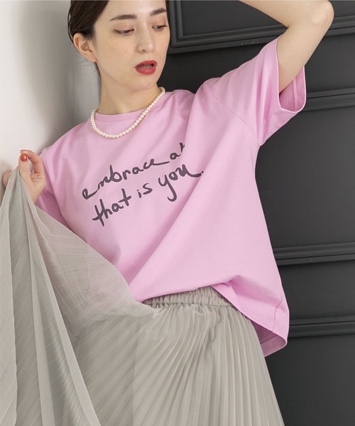 OPAQUE.CLIP(オペークドットクリップ)の「◆ロゴプリントTシャツ(Tシャツ/カットソー・レディース・チャコールグレー/ライトオレンジ系/ホワイト系/ベビーピンク・38/36/40)」の3枚目の写真