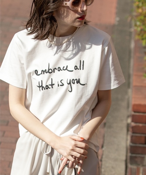 OPAQUE.CLIP(オペークドットクリップ)の「◆ロゴプリントTシャツ(Tシャツ/カットソー・レディース・チャコールグレー/ライトオレンジ系/ホワイト系/ベビーピンク・38/36/40)」の5枚目の写真