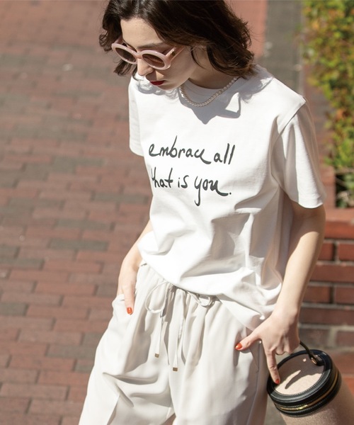 OPAQUE.CLIP(オペークドットクリップ)の「◆ロゴプリントTシャツ(Tシャツ/カットソー・レディース・チャコールグレー/ライトオレンジ系/ホワイト系/ベビーピンク・38/36/40)」の6枚目の写真