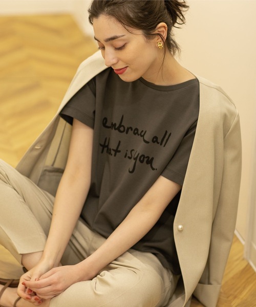 OPAQUE.CLIP(オペークドットクリップ)の「◆ロゴプリントTシャツ(Tシャツ/カットソー・レディース・チャコールグレー/ライトオレンジ系/ホワイト系/ベビーピンク・38/36/40)」の14枚目の写真