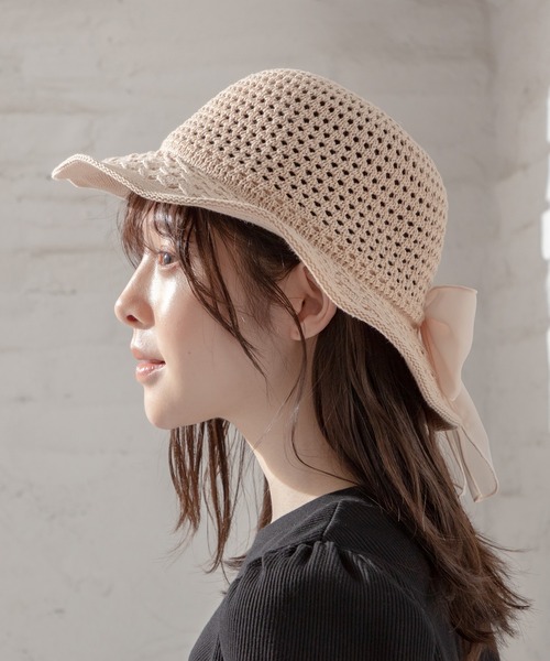 Honeys(ハニーズ)の「透かし編リボン付ハット(ハット・レディース・ベージュ系その他/モカ/ベージュ・FREE)」の11枚目の写真