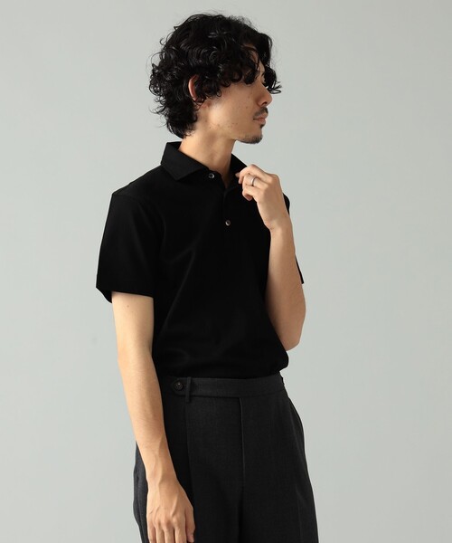 MORGANO×BEAMS F 別注 カノコ ポロシャツ黒　Lサイズ BEAMS F（ビームスF）【別注】MORGANO / カノコ ショート