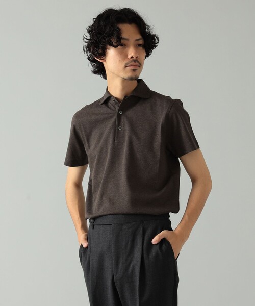 美品 モルガーノ×ビームスF 別注 ポロシャツ 黒 50 Lサイズ イタリア製 MORGANO（モルガーノ）の「MORGANO × BEAMS F / 別注 カノコ