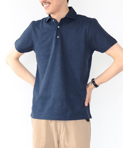 美品 モルガーノ×ビームスF 別注 ポロシャツ 黒 50 Lサイズ イタリア製 BEAMS F [別注BEAMS MORGANO / 棉質短袖針織 Polo 衫（襯衫/襯衫