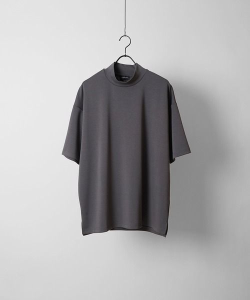 セール】ルーズシルエット モックネック ドレープとろみTシャツ