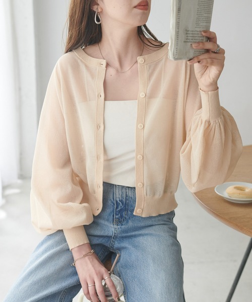 DISCOAT（ディスコート）の「シアー2WAYプルオーバー（カーディガン/ボレロ・レディース・オレンジ/サックスブルー/アイボリー/ブラック・FREE）」の2枚目の写真