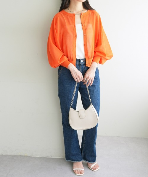 DISCOAT（ディスコート）の「シアー2WAYプルオーバー（カーディガン/ボレロ・レディース・オレンジ/サックスブルー/アイボリー/ブラック・FREE）」の17枚目の写真