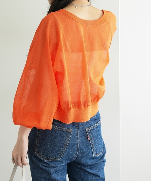 DISCOAT（ディスコート）の「シアー2WAYプルオーバー（カーディガン/ボレロ・レディース・オレンジ/サックスブルー/アイボリー/ブラック・FREE）」の22枚目の写真