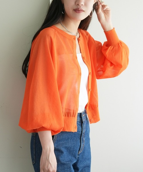 DISCOAT（ディスコート）の「シアー2WAYプルオーバー（カーディガン/ボレロ・レディース・オレンジ/サックスブルー/アイボリー/ブラック・FREE）」の21枚目の写真