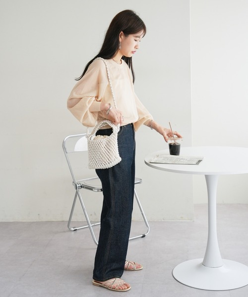 DISCOAT（ディスコート）の「シアー2WAYプルオーバー（カーディガン/ボレロ・レディース・オレンジ/サックスブルー/アイボリー/ブラック・FREE）」の7枚目の写真