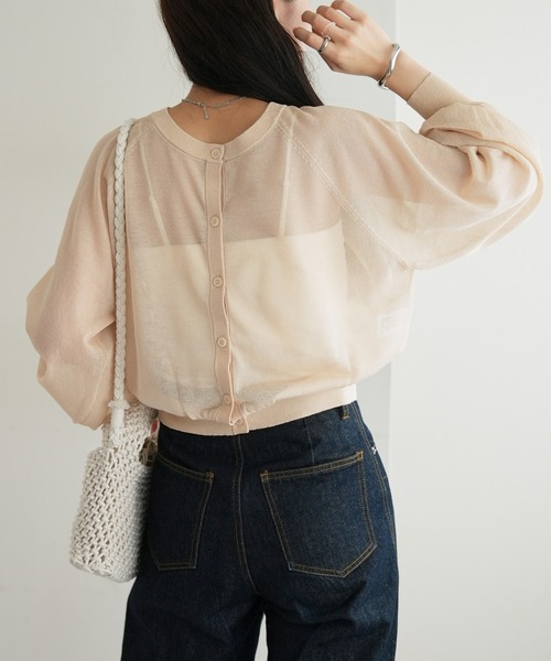 DISCOAT（ディスコート）の「シアー2WAYプルオーバー（カーディガン/ボレロ・レディース・オレンジ/サックスブルー/アイボリー/ブラック・FREE）」の12枚目の写真