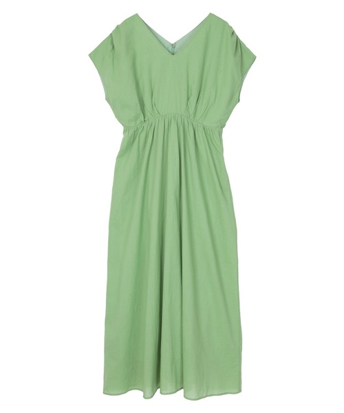 コットンＶネックフレンチスリーブワンピース