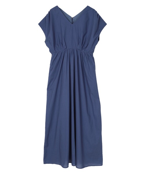 コットンＶネックフレンチスリーブワンピース