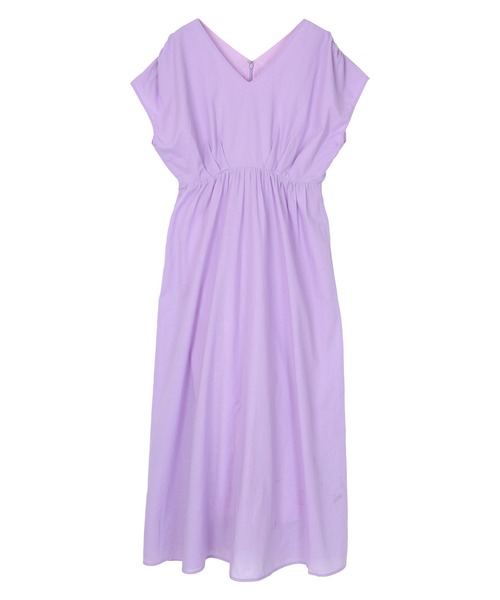 コットンＶネックフレンチスリーブワンピース