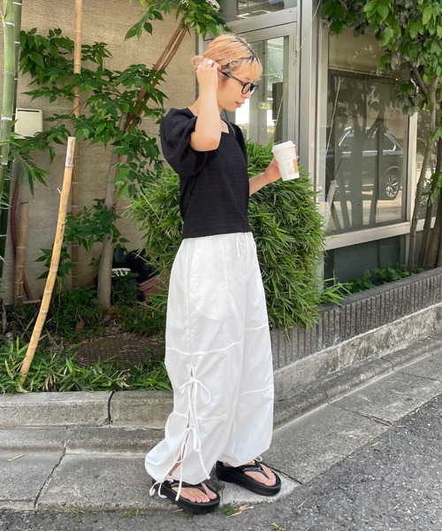 セール】パフスリーブバックリボントップス（Tシャツ/カットソー