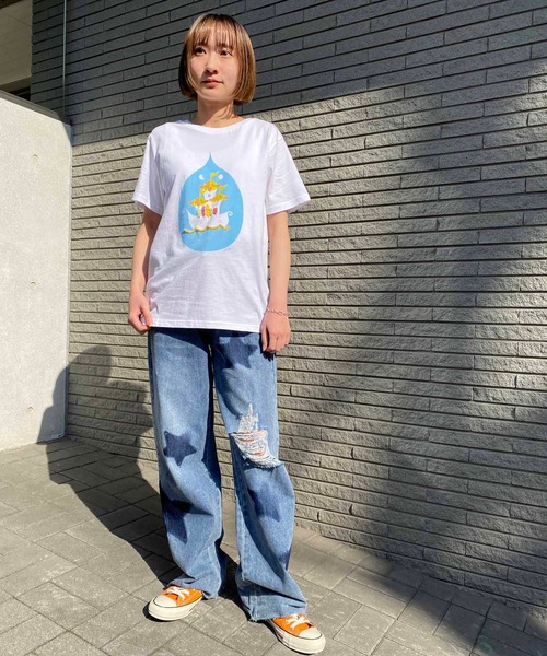 NANEA(ナネア)の「プリント&刺繍Tシャツ 半袖クルーネック(Tシャツ/カットソー・レディース・ホワイト・フリー/size1/size2/size3)」の3枚目の写真