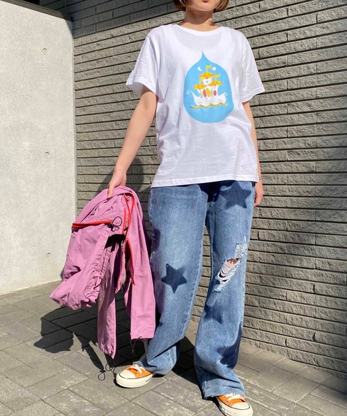 NANEA(ナネア)の「プリント&刺繍Tシャツ 半袖クルーネック(Tシャツ/カットソー・レディース・ホワイト・フリー/size1/size2/size3)」の2枚目の写真