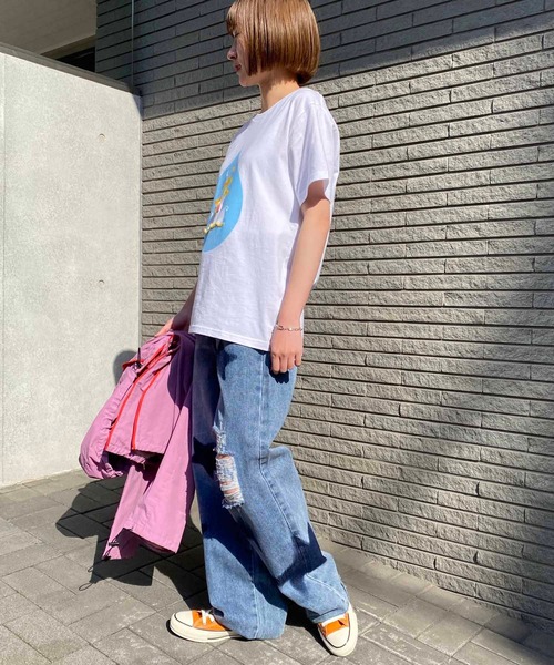NANEA(ナネア)の「プリント&刺繍Tシャツ 半袖クルーネック(Tシャツ/カットソー・レディース・ホワイト・フリー/size1/size2/size3)」の4枚目の写真