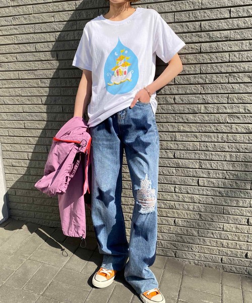 NANEA(ナネア)の「プリント&刺繍Tシャツ 半袖クルーネック(Tシャツ/カットソー・レディース・ホワイト・フリー/size1/size2/size3)」の8枚目の写真